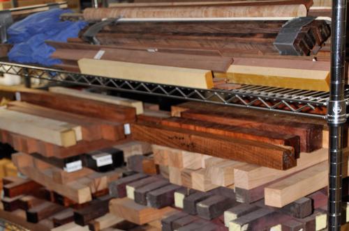 Stacks of wood squares seasoning for later use