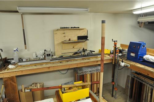 Here is a view of one the dedicated cue lathes